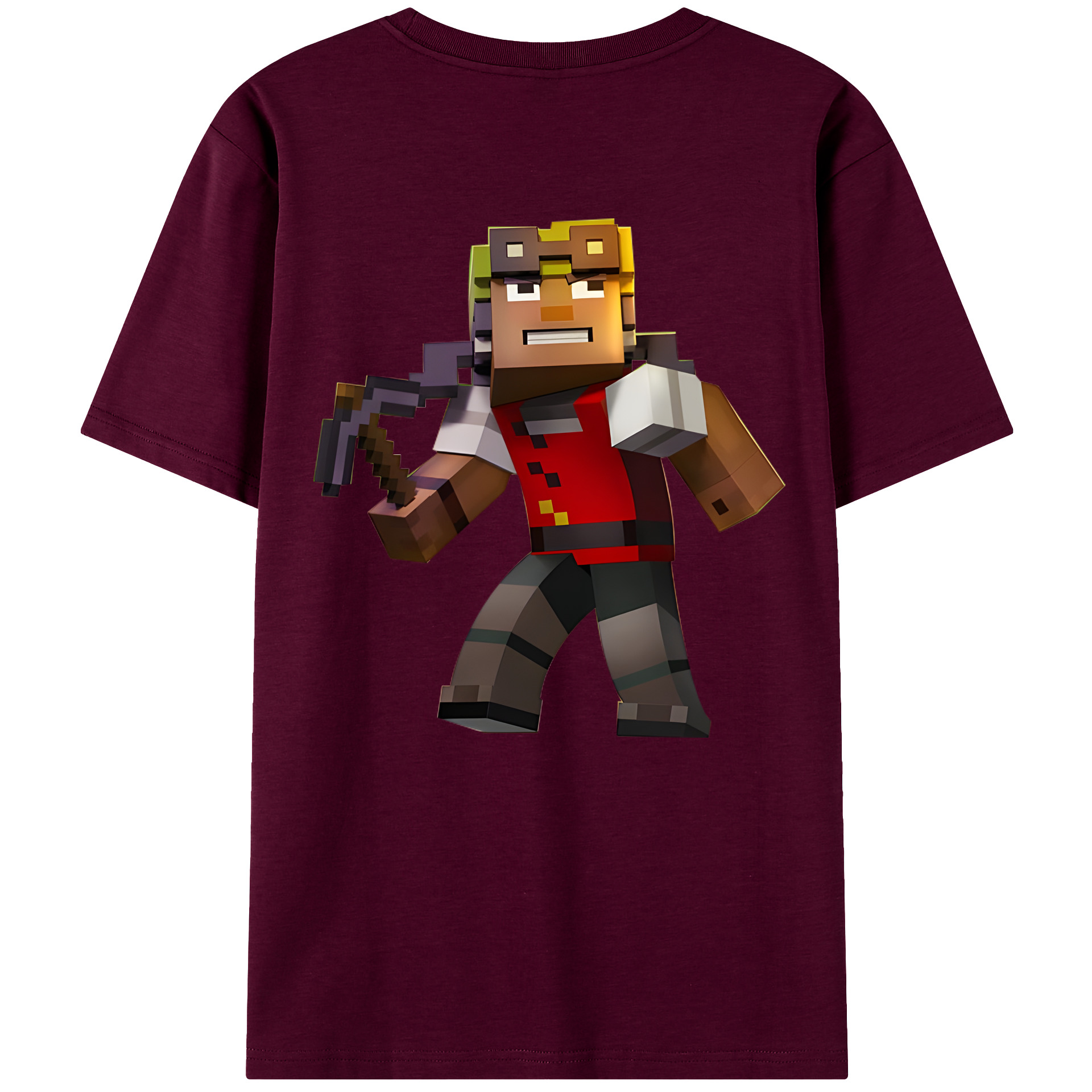 （画像用） マインクラフト ブロックの世界 Minecraft MC Block world レディース半袖Tシャツ(バックプリント)